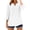 #086-White, variant on Craaazy Womens Casual Loose Solid Color V-Neck 3/4 Sleeve Cotton Linen Blouse with Embroidery for Daily Wear Gift