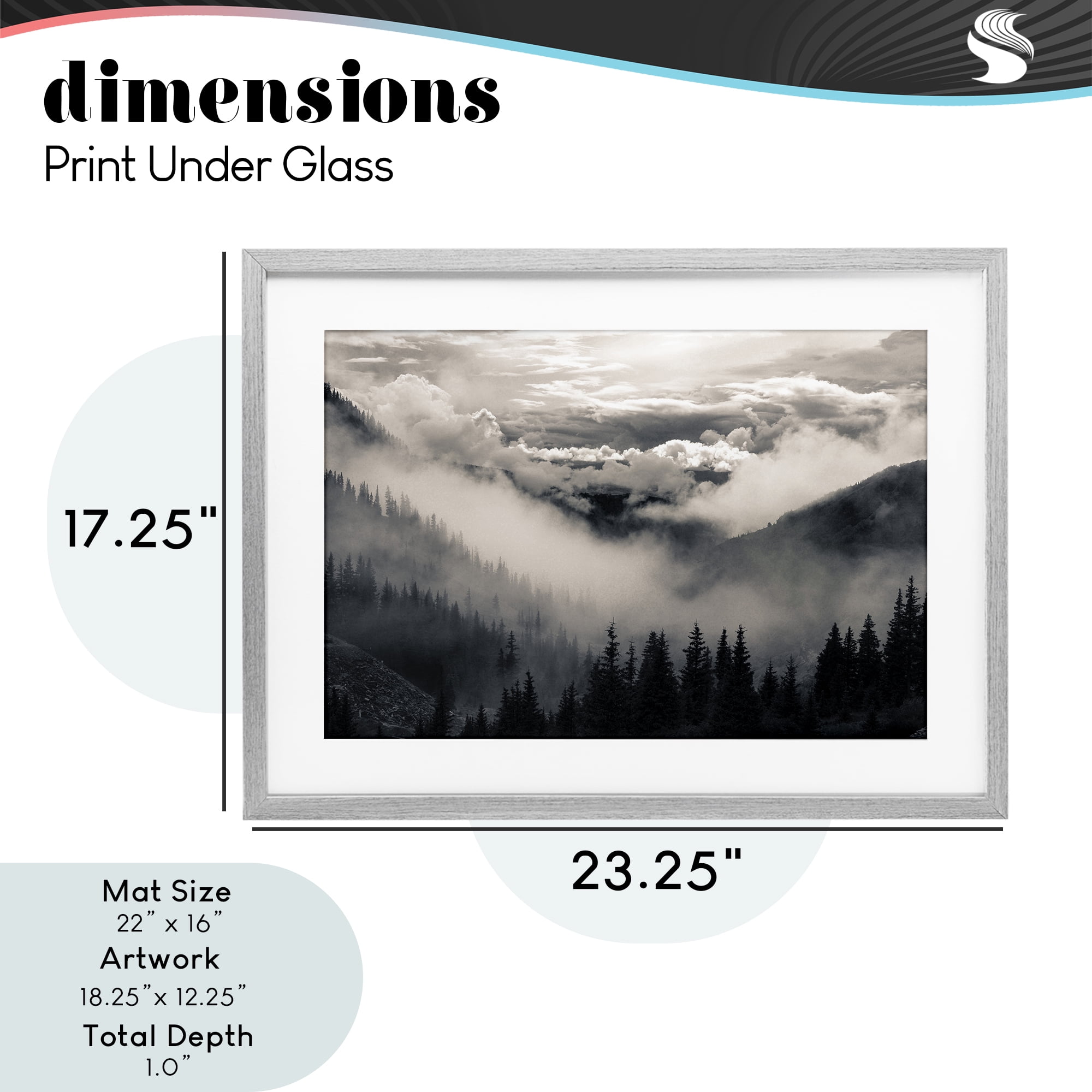 Billowing Fog Atmosphere Gray Framed Print Under Glass, design by Decent Exposures