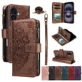 thumbnail image 1 of For iPhone 16 Plus Wallet Case, 9 Card Slots RFID Blocking Crossbody Leather Cover, Zipper Pocket, Detachable Wrist & Shoulder Strap, Magnetic Shockproof Protective Phone Case for Women,Brown, 1 of 11