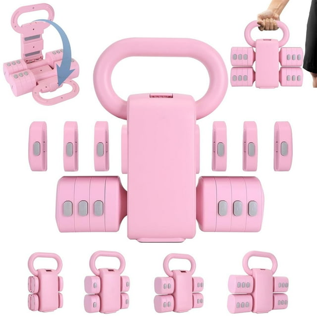 Kit de Pesas y Mancuernas Regulables, Kit Mancuernas 2 en 1 Multiuso de 5 Kg, para Entrenamiento de Ejercicio en el Gimnasio en Casa, Entrenamiento Y Gimnasio Para Hombres Y Mujeres