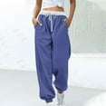 thumbnail image 2 of Kovlvoll Womens Joggers Pants High Waisted Elastic Drawstring Cinch Bottom Lounge Sweatpants with Pockets, 2 of 5
