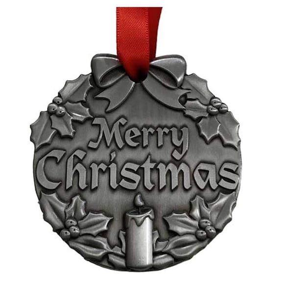 Sterling Gifts Merry Christmas, Rejoice Jesus is Born Christmas Ornament Deluxe Pewter