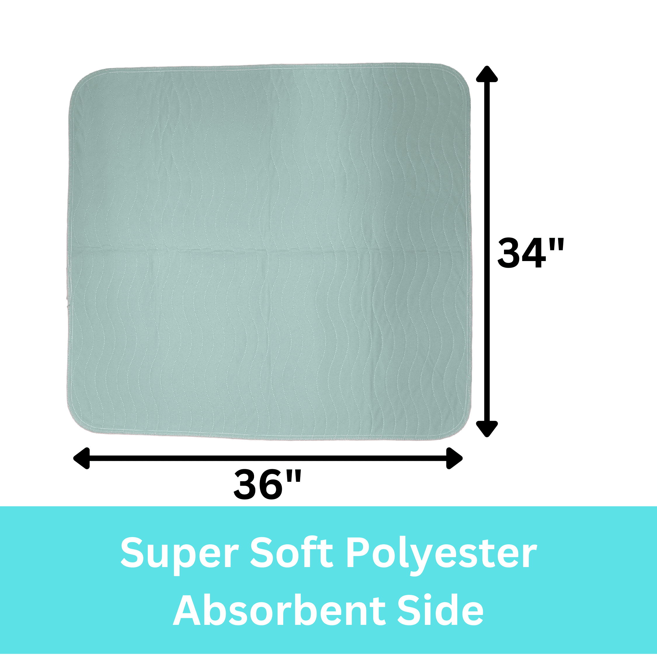 4 Pack Bed Pad Reusable Incontinence Underpad 34 x 36 Blue/Green