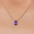 thumbnail image 3 of Gem Stone King 14K Yellow Gold Purple Amethyst Pendant Necklace for Women | 1.15 Cttw | Gemstone February Birthstone | Oval 8X6MM | With 18 inch Chain, 3 of 6
