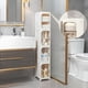 thumbnail image 3 of Gabinete de almacenamiento estrecho delgado con ruedas móviles, organizador de baño alto para espacios pequeños, 2 niveles blanco, 3 of 7