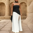 thumbnail image 3 of Oplxuo Women's Summer Strapless Flowy Maxi Dress Tube Bodycon Split A Line Long Party Dresses, 3 of 7