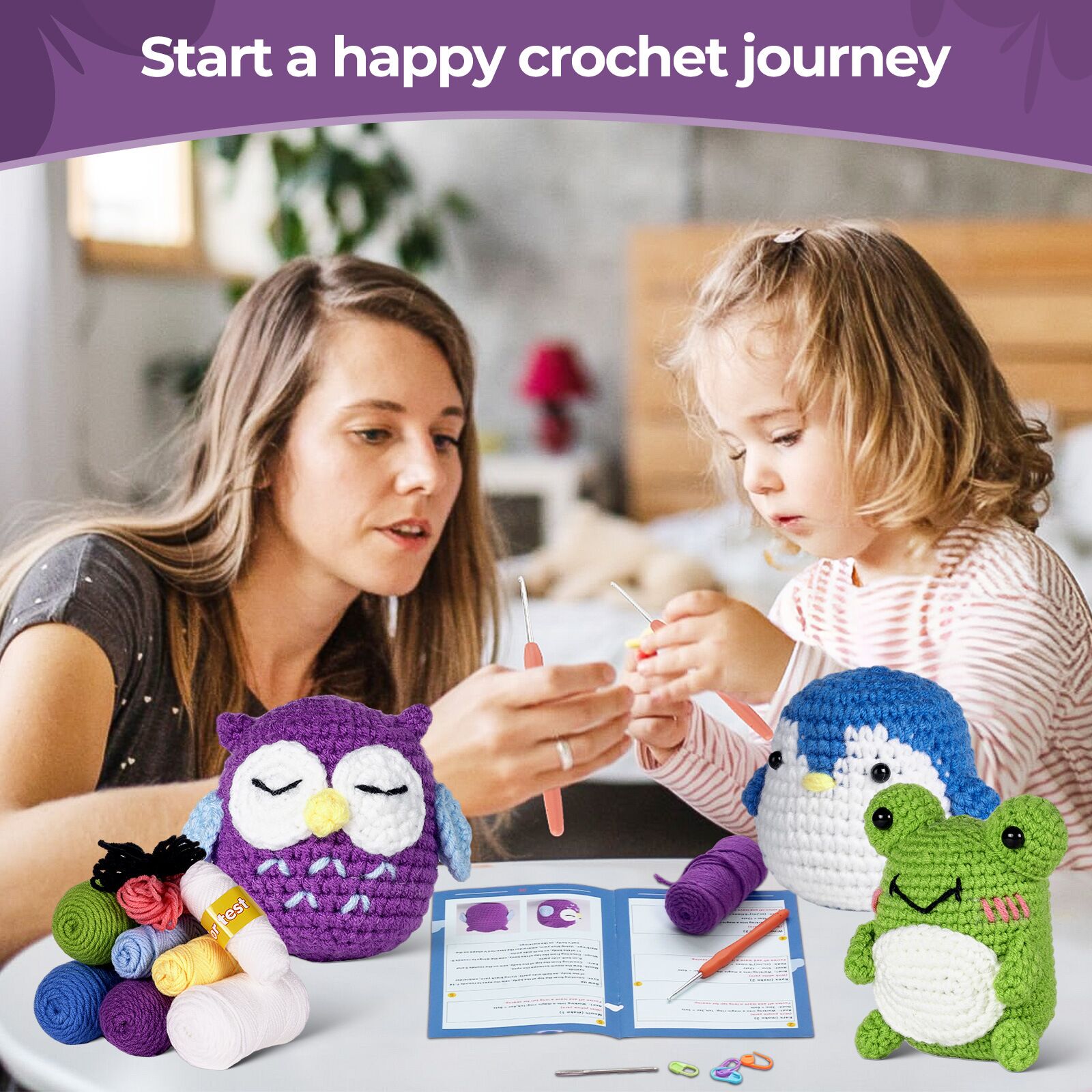 Crochet Kit For Beginners Kids Adults - Amigurumi Crocheting Animal 