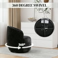 thumbnail image 3 of Wiilayok Swivel Barrel Chair Set of 2, Upholstered Boucle Swivel Accent Chair, Comfy Sherpa Swivel Lounge Chair, Modern 360 Swivel Arm Chair Reading Chair for Living Room Bedroom Club, Black, 3 of 8