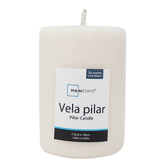 Vela Mainstays Pilar Sin Aroma Blanca 7.5x10 cm