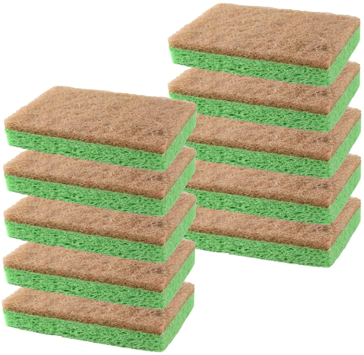 Natural Plant-Based Scrub Sponge by scrub-it Biodegradable scrubbing sponges for Kitchen and BathroomÃ¢â‚¬â€œ Single Wrapped Pack of 10 Non-Scratch 