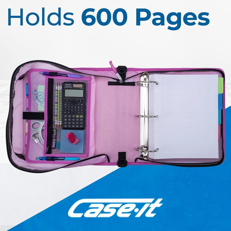 Case-it, Zipper Binder, 3 Inch, 600 Sheet Capacity, Summer Plaid