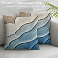 thumbnail image 3 of Creowell Pillow Covers  Teal Blue Modern Geometric Throw Pillow Covers Brown Abstract Ocean Wave Square Pillowcases Cushion Cover for Sofa Couch Bed Multi Size, 3 of 5