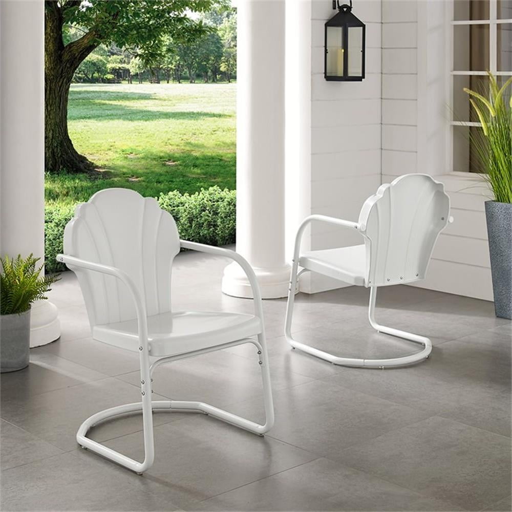 Crosley Furniture Tulip Metal Patio Chair in White (Set of 2)