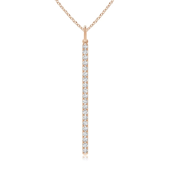 ANGARA Natural Prong-Set Diamond Vertical Bar Pendant in 14K Rose Gold for Women (Size-1mm| Color-G| Clarity-VS2) | April Birthstone, Anniversary, Jewelry Gift for Women | Natural Diamond Necklace