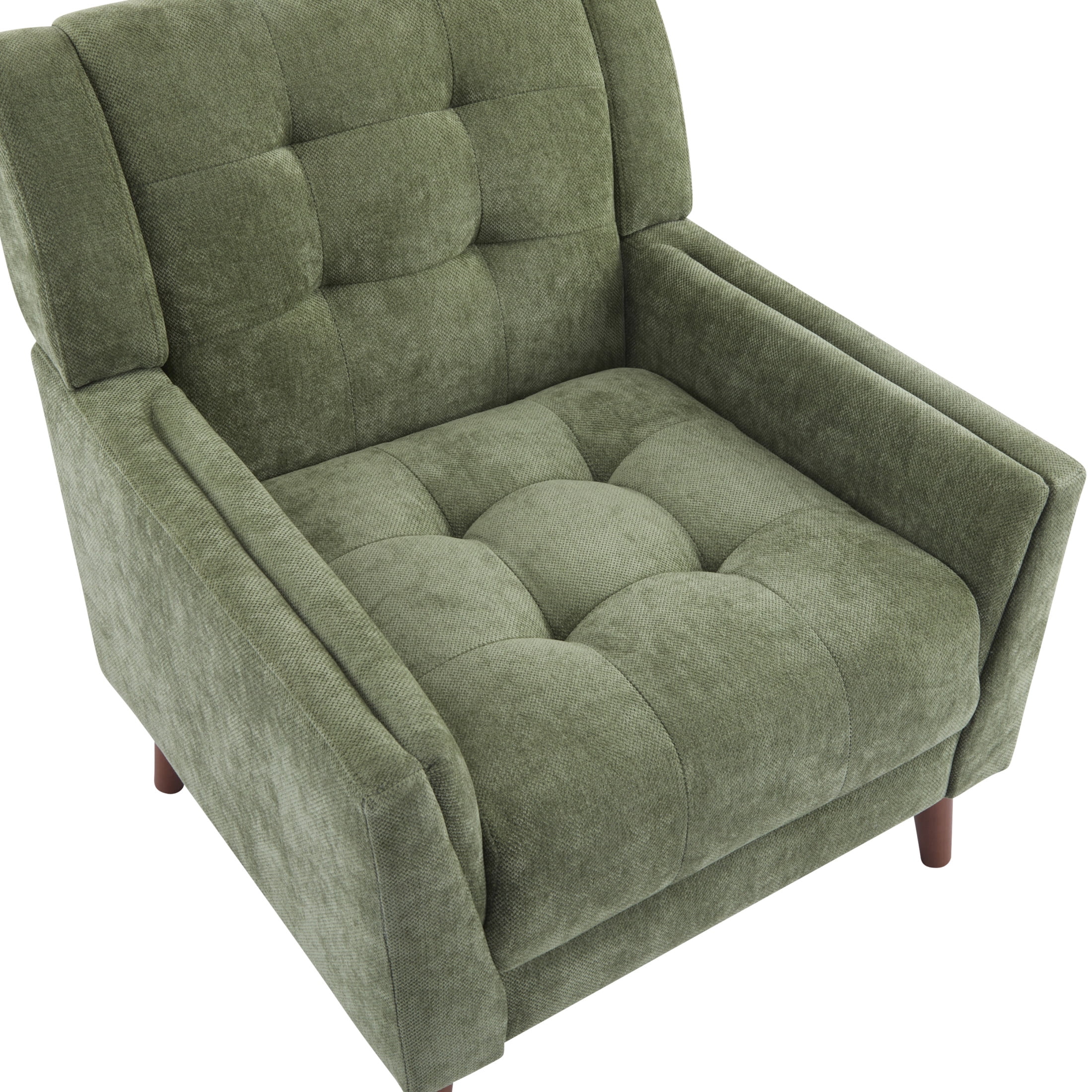 Christopher Knight Home Mid-Century Modern Armchair, Tufted Chenille Upholstery & Rubberwood Legs, Green