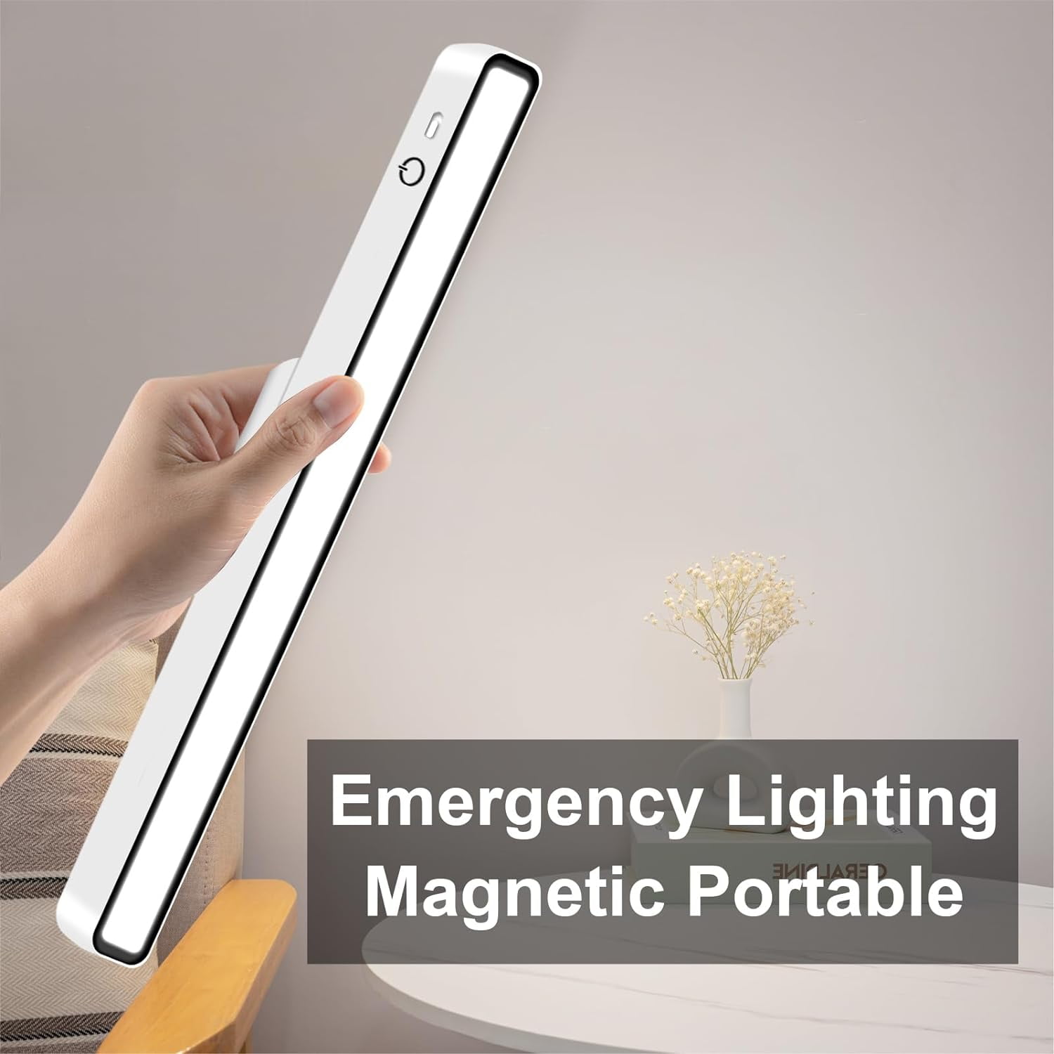 Desk Lamps for Home Office, Led Desk Light, Portable Magnetic Light Bar for Desk Reading, 3000K to 6000K Adjustable Color Temperature USB Rechargeable Under Cabinet Lighting, White