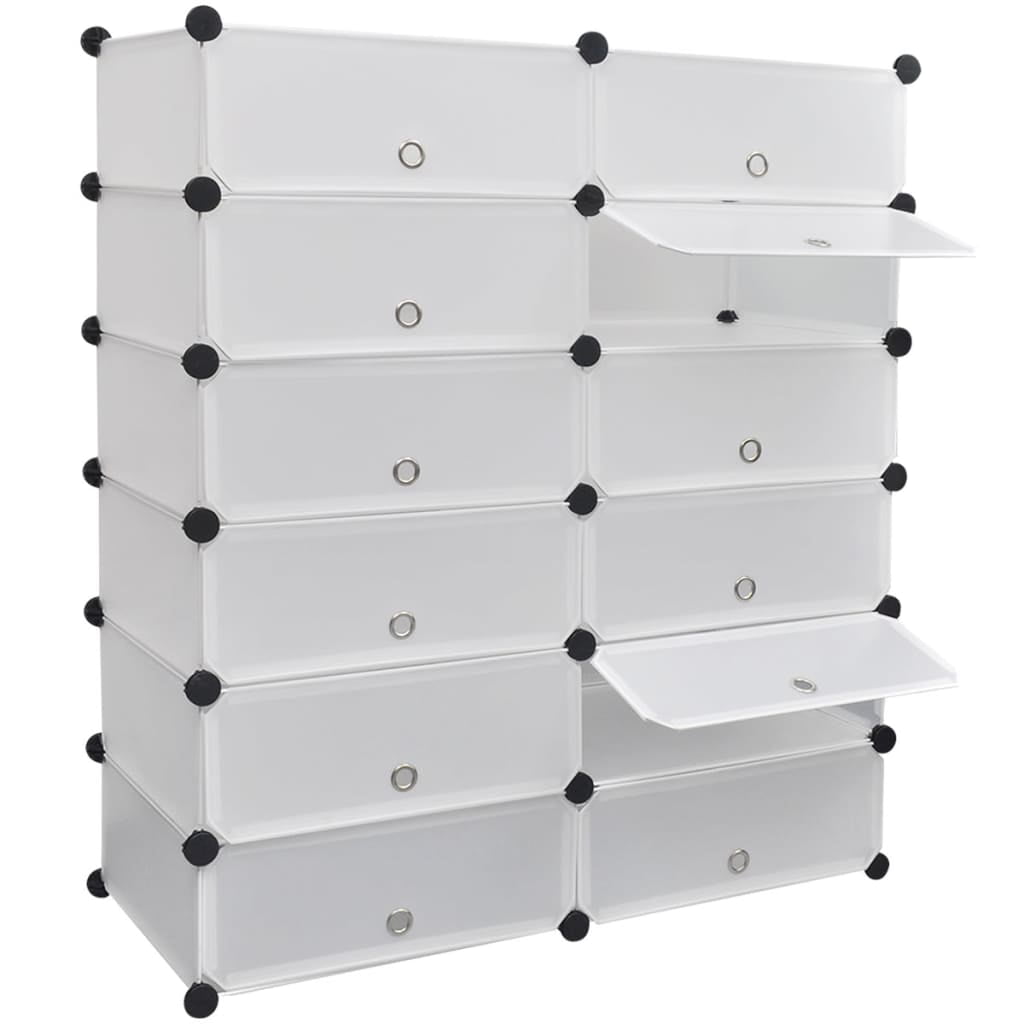 vidaXL White Shoe Organizer Storage Rack with 12 Compartments 36.2x41.3 