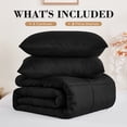 thumbnail image 5 of Mosluna King Size Comforter Sets, 3 Piece Soft Quilted Bedding Sets, All-Season Down Alternative Comforter with 2 Pillow Shams, Black, 5 of 9