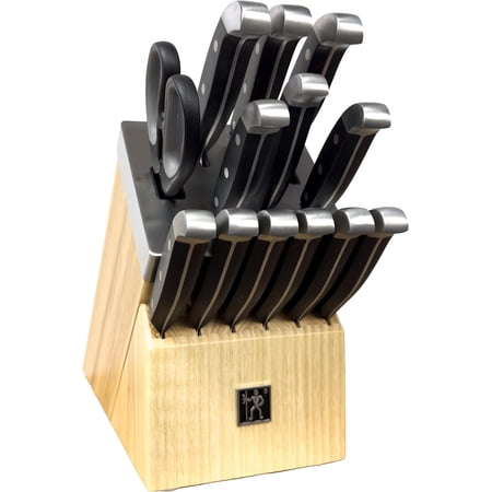 Henckels International Statement 14-pc Self-Sharpening Knife Block Set, 6 Steak Knives, Paring Knife, Santoku Knife, Bread Knife, Chef’s Knife, & More, Natural Block Color
