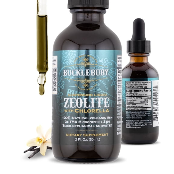 Bucklebury Zeolite Liquid Suspension w/Chlorella - Detox, Immune System and Digestive Tract Health Support for Kids and Adults (60 Servings)
