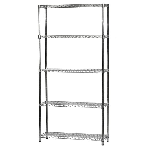 Shelving Inc. 12" d x 36" w x 72" h Chrome Wire Shelving with 5 Shelves