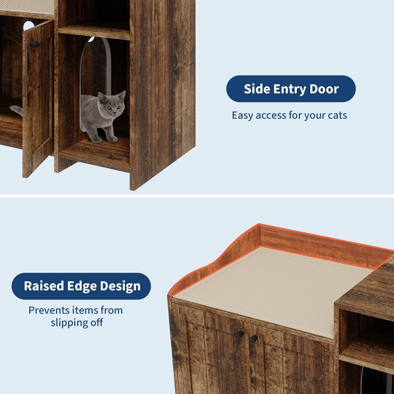 Soonbuy Cat Litter Box Enclosure Furniture, Hidden Litter Box Cabinet, Indoor Wooden Cat Washroom with Storage, Pet House, Dog Proof Hideaway Kitty Covered Litter Box Enclosure