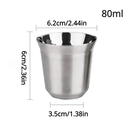

1pc 80ml Stainless Steel Espresso Cup Double Wall Insulation Capsule Coffee Mug Cute Dishwasher Safe Small Capacity Thermo Cup (80ml Silver)
