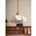 thumbnail image 7 of Small flower shape creamy glass pendant light fixtures for kitchen sink, vintage Japanese style kitchen island pendant lighting, retro Nordic hanging lamp ceiling chandelier over dining table, 7 of 7