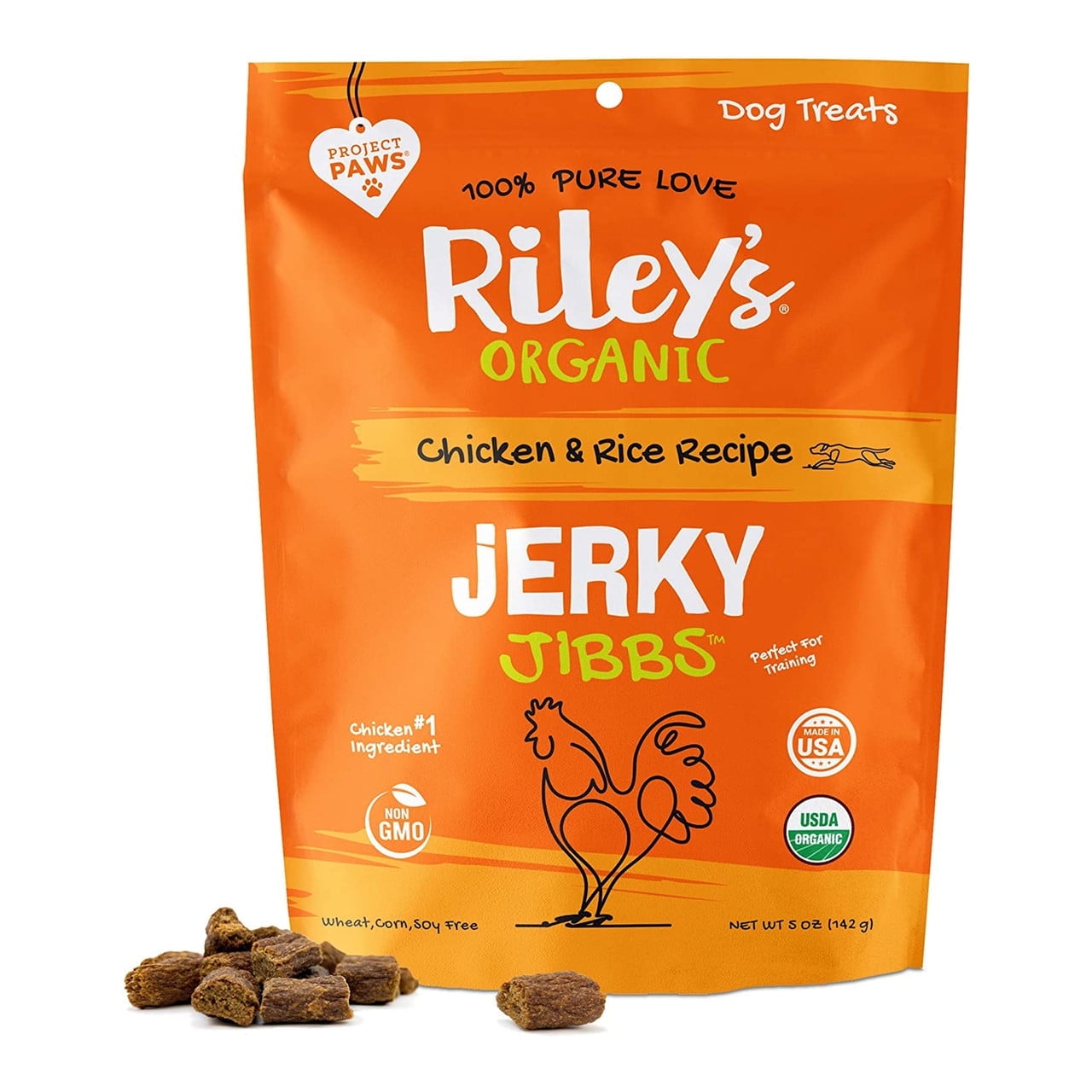 Riley's Organic Chicken & Rice Jerky Treats for Dogs, 5 oz