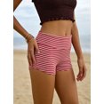 thumbnail image 4 of LMLYSoH Women's Fold Over Shorts Casual Slim Fit Stylish Striped Elastic Mid Rise Shorts, 4 of 8