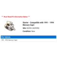 thumbnail image 2 of Starter - Compatible with 1991 - 1994 Mercury Capri 1992 1993, 2 of 2