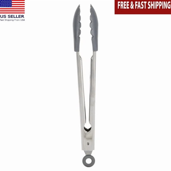 Nylon Locking Tongs Stainless Steel Heat Resistant Cooking Serving Kitchen Tool