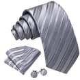 thumbnail image 2 of Set de Corbata Barry.Wang Clásica de Seda Tejida a Rayas 150 cm, 2 of 5