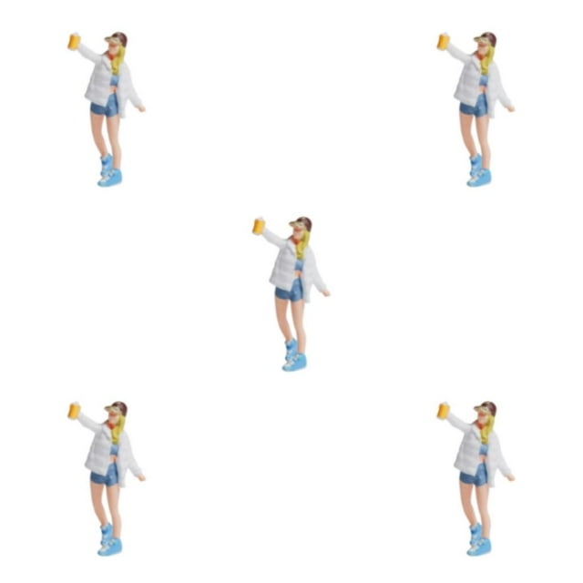 Wweixi Figurine Diorama 1/87 Personnages en Résine Personnes Train Disposition Fille Blanc 5Set