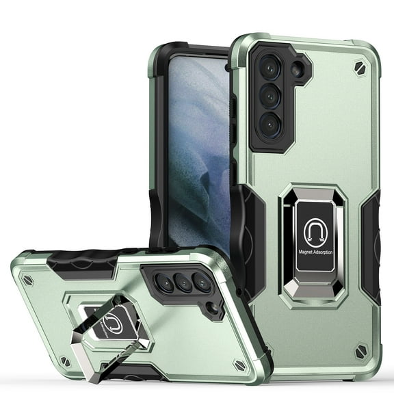 SaniMore for Samsung Galaxy S21 FE Case, Galaxy S21 FE Case with Kickstand Armor Magnetic Ring Rugged Protective Military Grade Shockproof Case for Galaxy S21 FE 6.4" 2021, Green