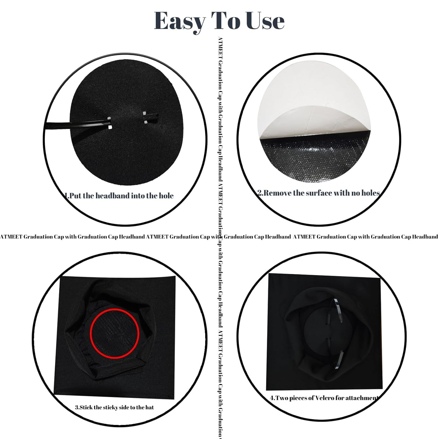 Graduation Cap Headband, Secure Grad Cap Upgrade Insert Hairband, Protect Hairstyle Hat Accessories for Graduates Gift, Class of 2026(Black 1pcs)