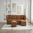 thumbnail image 2 of GVN Seat Couch with Freely Combinable 6-Seat and Chaise, Comfy Soft with U Shaped Oversized and Storage Ottoman for Home, Apartment, Office, Orange, 2 of 8