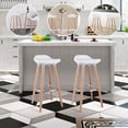 thumbnail image 3 of Giantex Set of 2 Bar Stool, Modern Counter Height Stool with PP Seat and Wooden Legs, Minimalist Armless Dining Chair, Side Stools for Kitchen, Restaurant, Cafe, Easy to Assemble, White, 3 of 8