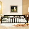 thumbnail image 2 of Bellemave Full Size Montessori Floor Bed with Rails, Metal Low Profile Toddler Bed Frame with Slats, No Box Spring Needed (Black), 2 of 8
