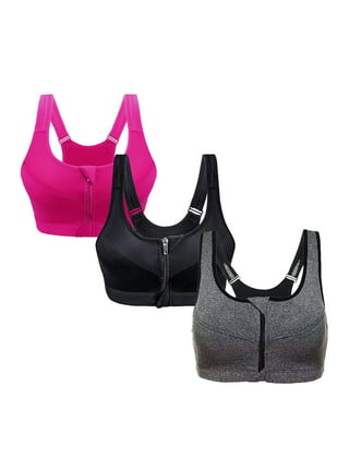  Fapreit Womens Zip Front Closure Sports Bra - Seamless  Wirefree Post Surgery Padded Racerback Workout Gym Yoga Bras 3 Pack