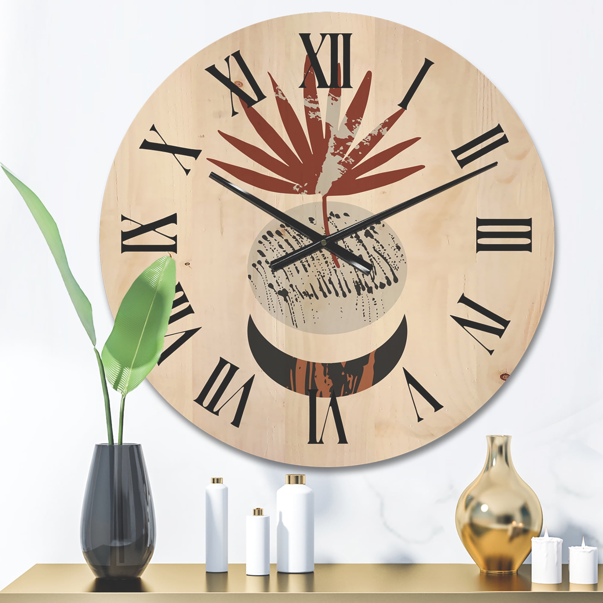 Terracotta Sun & Moon Clock 