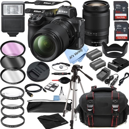 Nikon Z5 Mirrorless Digital Camera with 24-200mm VR Lens+ + 128GB Memory + Case + Tripod + Filters 37pc Bundle(International Model)