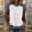 #024-White, variant on Wowcloth Women's Round Neck Casual Short Sleeve Top, Faux Denim Print Patchwork, Waffle Texture Solid Color for Fashion Daily Wear