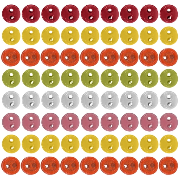 100 botones de plástico para coser, con forma de muñeca, mini botones de dos agujeros, botones de dibujos animados.
