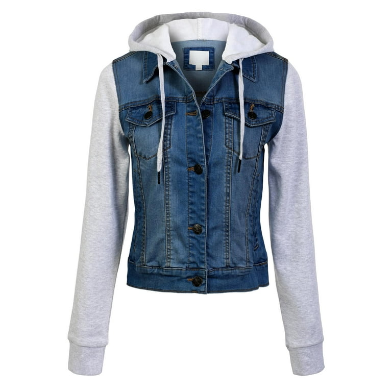 Made by Olivia Women s Classic Casual Hooded Denim Jacket