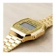 thumbnail image 3 of Reloj pulsera digital Casio A-168 con correa de acero inoxidable color dorado - fondo gris/dorado, 3 of 6