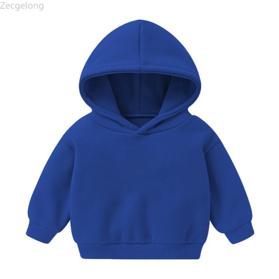 Zecgelong Toddler Boys Girls Pullover Sweatshirt Children Solid Plus Babies Hooded Color Top Girls Tops Blue,Size 18-24 Months