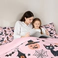 thumbnail image 5 of jejeloiu Halloween Spooky Pumpkin Queen Comforter Set,Black Cats Bats Bedding Sets,Spider Webs Bedding Comforter Set For Teens,Lightweight Room Decor Reversible,3pcs, 5 of 8