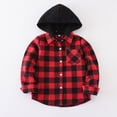 thumbnail image 2 of TOWED22 Boys Plaid Flannel Shirts Unisex Kids Long Sleeve Casual Button Down Shirt with Hood,Red,3-6 M, 2 of 8
