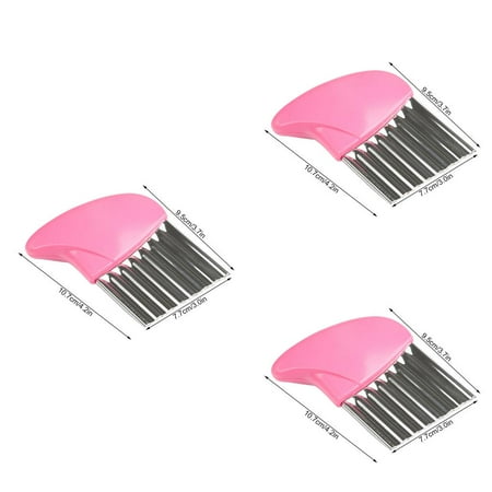 

3pcs Stainless Steel Fruit and Vegetable Wavy Chopper Potato Carrot Chip French Fry Crinkle Slicer Pink